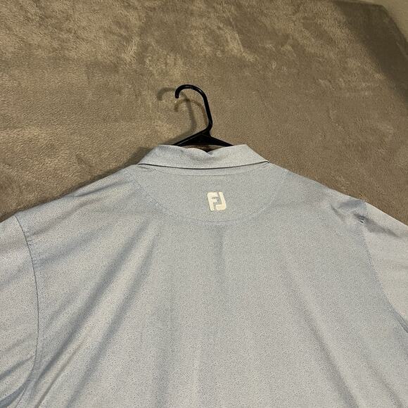 Footjoy Lisle Print Polo Shirt Mens XL Blue Sharkskin All Over Print Golf - Picture 8 of 9